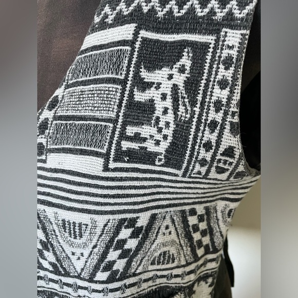 Vintage button down vest 100% cotton natural fiber grey and white pattern - Picture 4 of 10